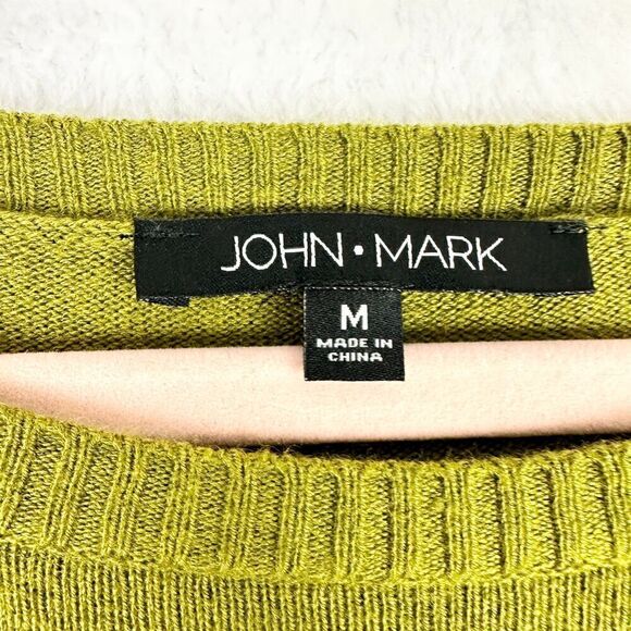 John Mark Cotton Wool Blend Asymmetrical Sweater Size Medium Green Lagenlook - Picture 4 of 5